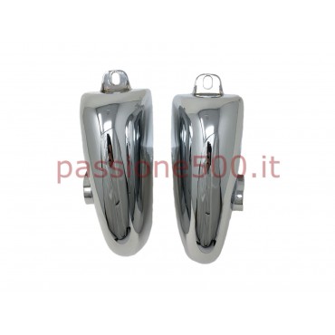 PAIR OF CHROMED HORN FOR REAR BUMPER AUTOBIANCHI BIANCHINA TRAFORMABILE 1° & 2° SERIES