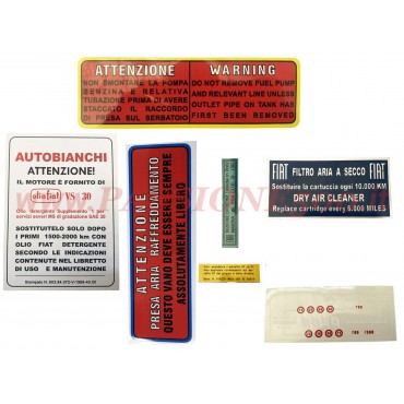 KIT ADESIVI MOTORE E VARIE AUTOBIANCHI BIANCHINA 110F CABRIO / BERLINA  - ALTA QUALITA'