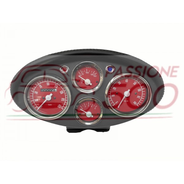 SPORTIVE DASHBOARD SPEEDOMETER - RED BACKGROUND GAUGES - FIAT 500 N D F R GIARDINIERA
