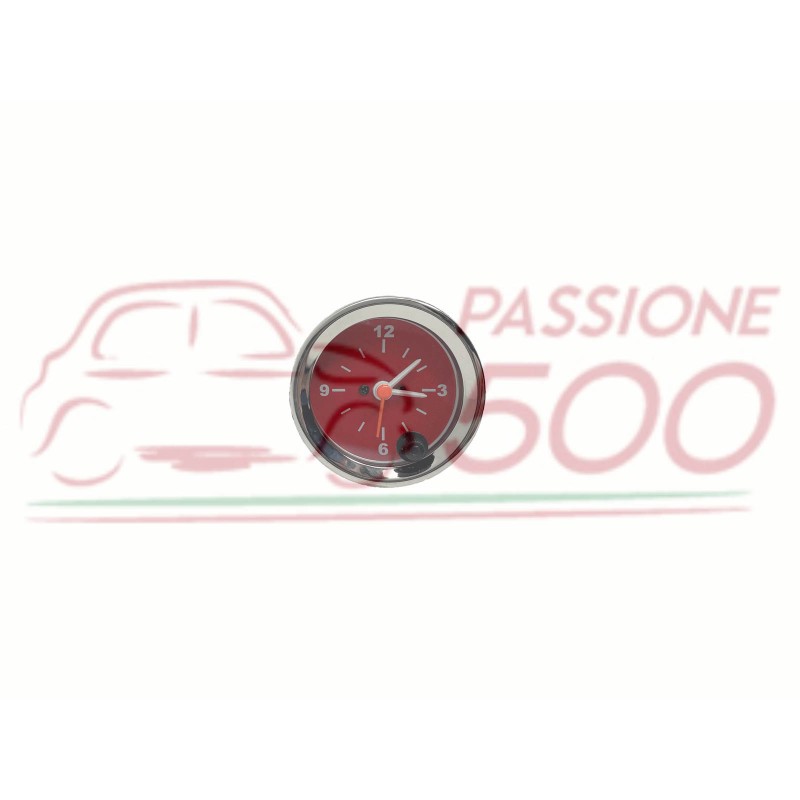 CLOCK GAUGE Diameter 52 mm - RED BACKGROUND - FIAT 500 