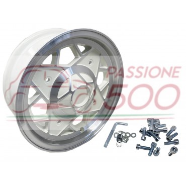 KIT 4 CERCHI SPORTIVI TIPO MILLEMIGLIA FIAT 500 4,5x12'' - FINITURA BIANCA