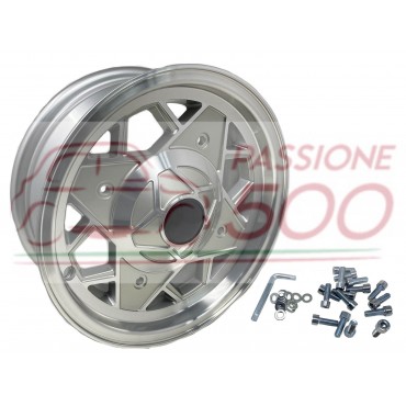 KIT 4 CERCHI SPORTIVI TIPO MILLEMIGLIA FIAT 500 4,5x12'' - FINITURA DIAMANTATA