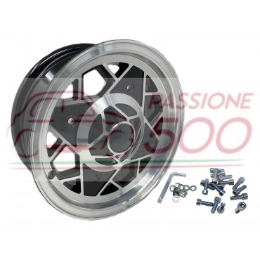 KIT 4 CERCHI SPORTIVI TIPO MILLEMIGLIA FIAT 500 4,5x12'' - FINITURA NERA