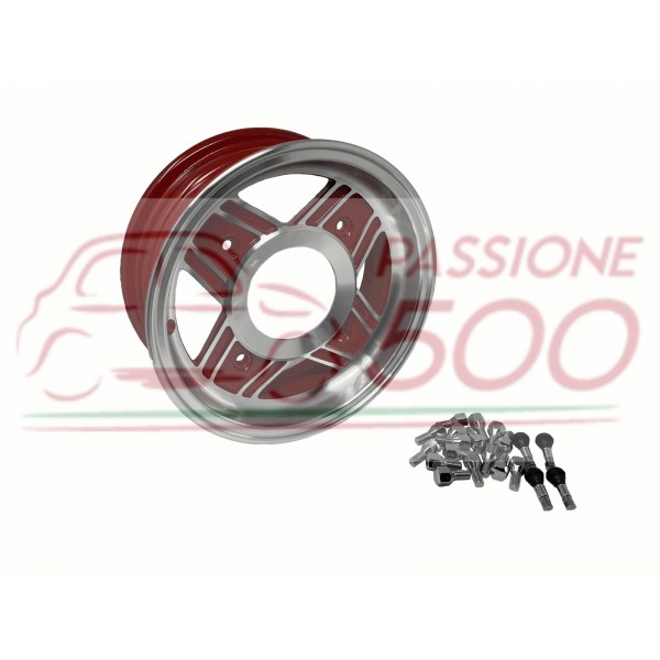 KIT OF 4 WHEEL RIMS "LOW" STYLE FIAT 500 4,5x12'' - RED COLOUR
