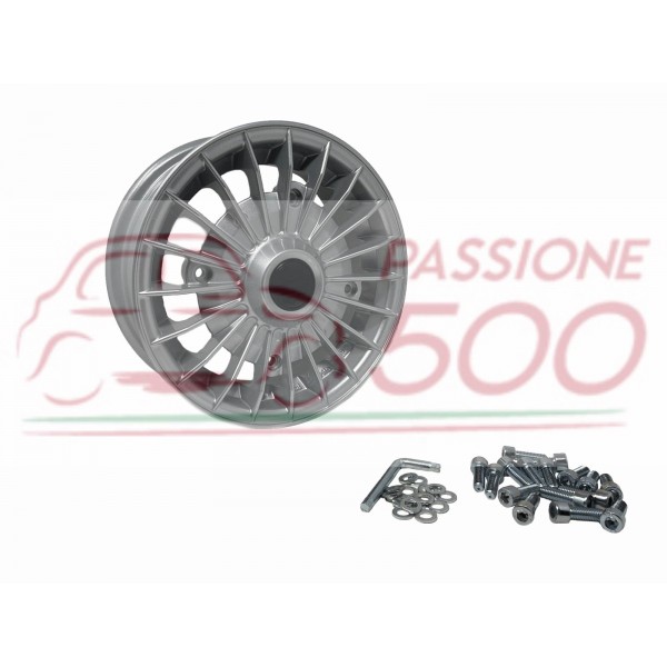 KIT OF 4 WHEELS RIMS "GRIFO SILVER" STYLE FIAT 500