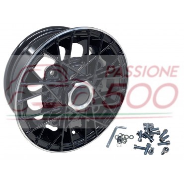 KIT 4 CERCHI IN LEGA SPORTIVI NERI TIPO RAY BLACK DIAMOND FIAT 500 - 4,5 x 12 ''