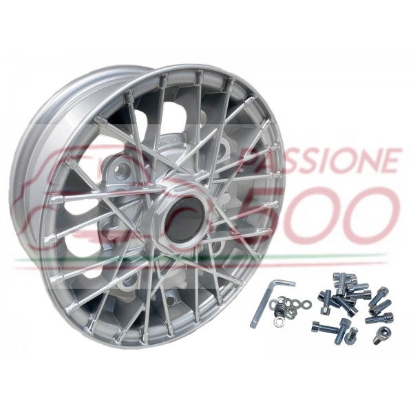 KIT OF 4 WHEELS RIMS "RAY SILVER" STYLE FIAT 500