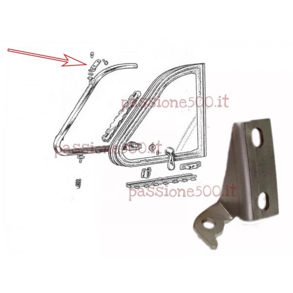 STAFFA DESTRA SU PORTA PER FISSAGGIO TELAIO DEFLETTORE FIAT 500 N
