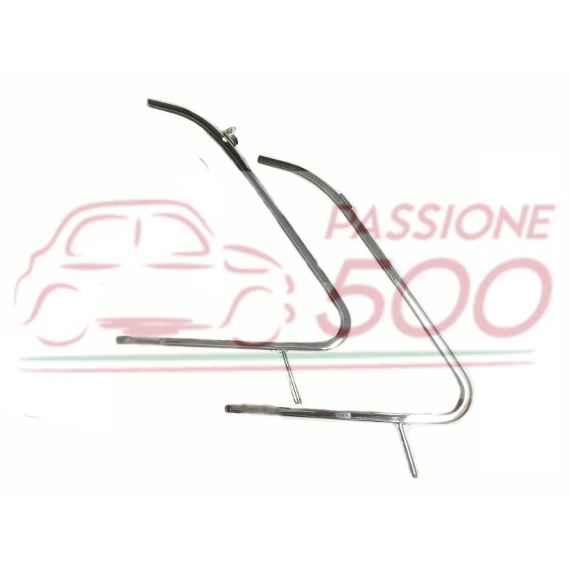 COUPLE OF CHROMED VENT WINDOW FRAME FIAT 500 D F L R GIARD - HIGH QUALITY