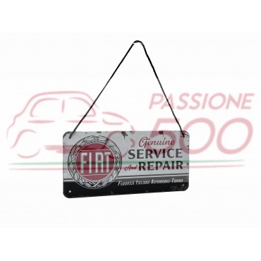 INSEGNA IN METALLO Dim. 20x10 cm. FIAT SERVICE - CON CORDINO