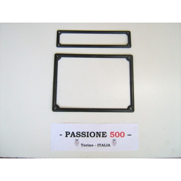 KIT CORNICE TARGA ANT + POST IN PLASTICA NERA FIAT 500 - TARGHE FINO AL 1975