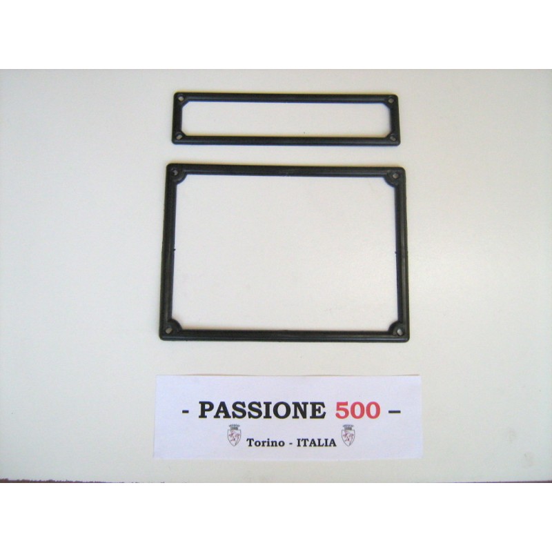 LICENSE PLATE FRONT AND REAR FRAME KIT IN BLACK PLASTIC FIAT 500
