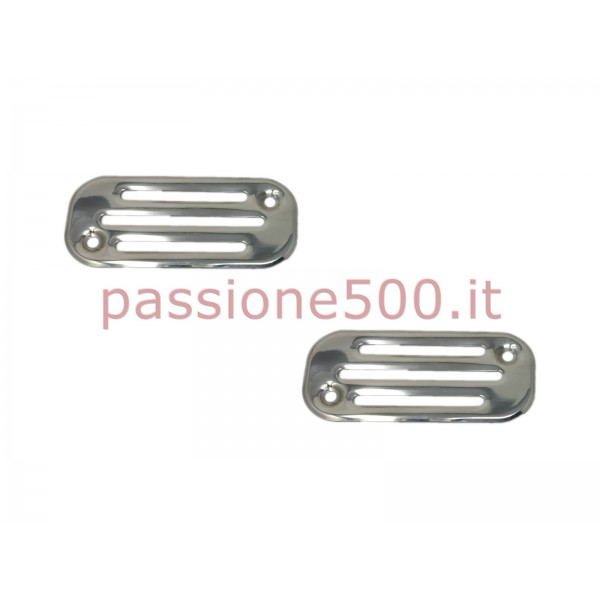 COPPIA MOSTRINE IN ALLUMINIO PER GRIGLIE DEL FRONTALE FIAT 500 N DA 1957 A 1959  