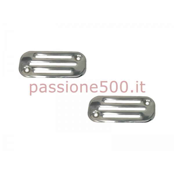 COPPIA MOSTRINE IN ALLUMINIO PER GRIGLIE DEL FRONTALE FIAT 500 N DA 1957 A 1959  