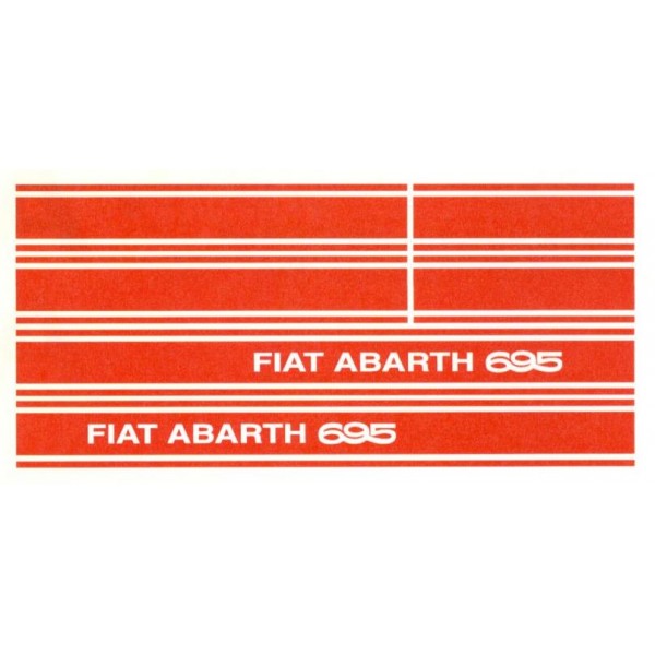 RED STICKERS FOR SIDE STRIPES FIAT 500 ABARTH 695