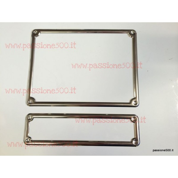 KIT CORNICE TARGA ANT + POST IN ACCIAIO INOX FIAT 500 - ALTA QUALITA' - TARGHE FINO AL 1975