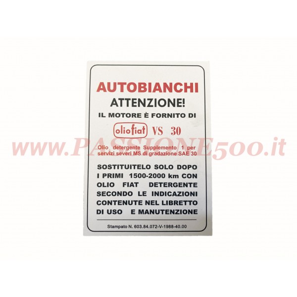 CAR SERVICE CARD AUTOBIANCHI 500 GIARDINIERA
