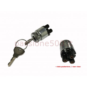 SIPEA ORIGNAL ENGINE STARTING SWITCH WITH CHROMED RING - ROUND CONNECTORS - FIAT 500 N D F