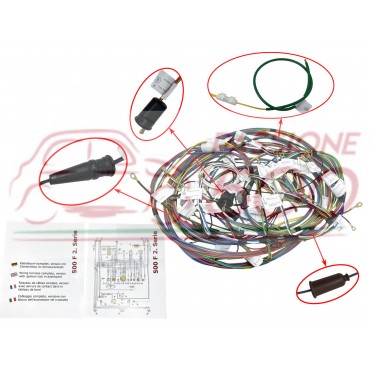PREMIUM QUALITY ELECTRICAL WIRING HARNESS - FIAT 500 F 1°SERIES WITHOUT STEERING LOCK