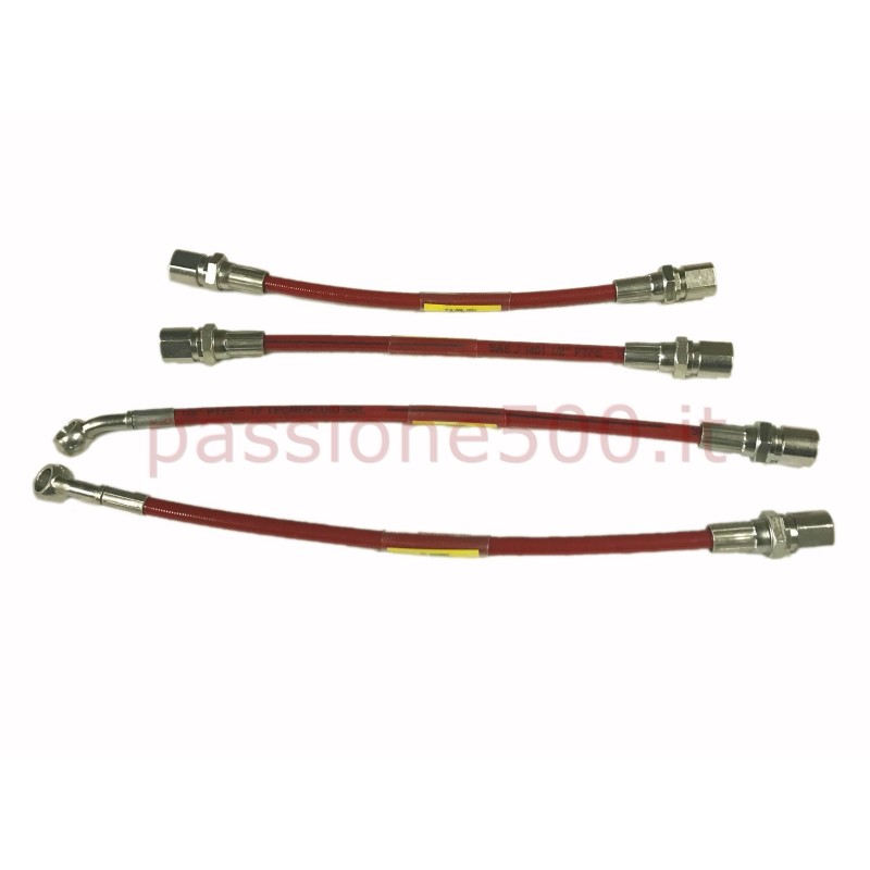 COMPLETE KIT OF RED SPORTIVE BRAKE HOSE   - FIAT 500 F (until chassis telaio 1.799.302) L R