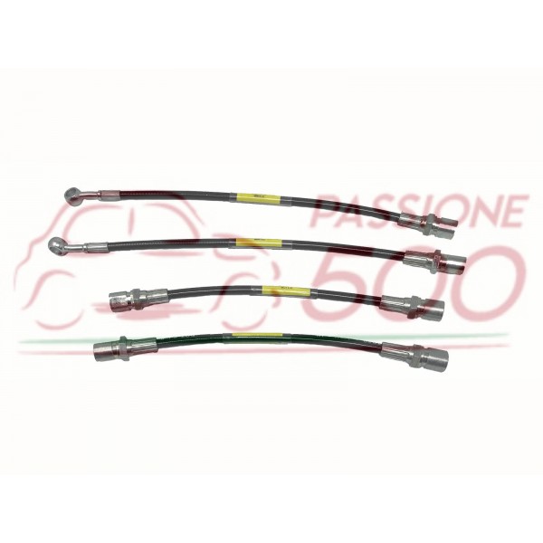 COMPLETE KIT OF BLACK SPORTIVE BRAKE HOSE   - FIAT 500 F (until chassis telaio 1.799.302) L R