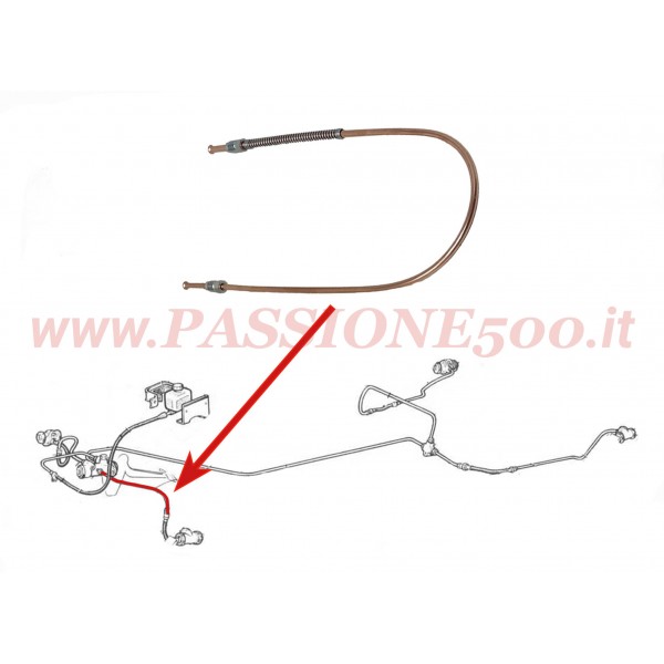 TUBO FRENO IN RAME / ANTERIORE SINISTRO / FIAT 500 F (da telaio 1799302) - L  - R - GIARDINIERA (da telaio 299234)