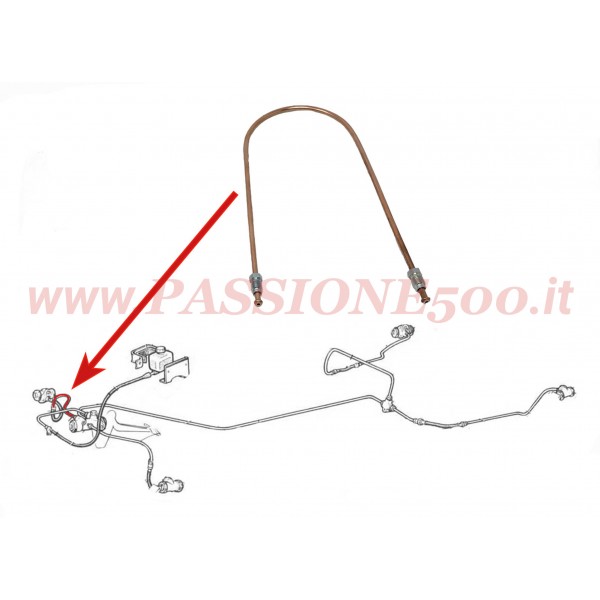 TUBO FRENO IN RAME / ANTERIORE DESTRO / FIAT 500 F (da telaio 1799302) - L  - R - GIARDINIERA (da telaio 299234)