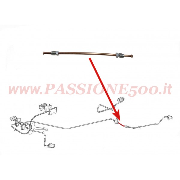 TUBO FRENO IN RAME / POSTERIORE SINISTRO tra RACCORDO e TUBO FLESSIBILE / FIAT 500 F (da telaio 1799302) - L - R - GIARDINIERA (da telaio 299234)