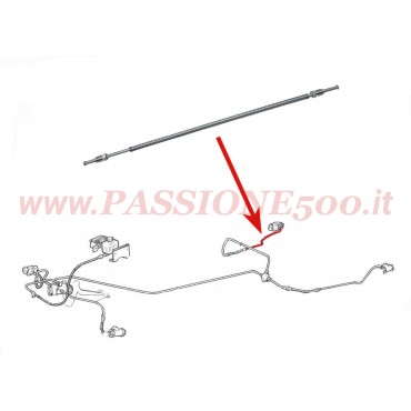 TUBO FRENO IN METALLO / POSTERIORE DESTRO tra TUBO FLESSIBILE e CILINDRETTO / FIAT 500 F (da telaio 1799302) - L - R - GIARDINIERA (da telaio 299234)