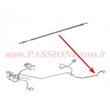 TUBO FRENO IN METALLO / POSTERIORE SINISTRO tra TUBO FLESSIBILE e CILINDRETTO / FIAT 500 F (da telaio 1799302) - L - R - GIARDINIERA (da telaio 299234)