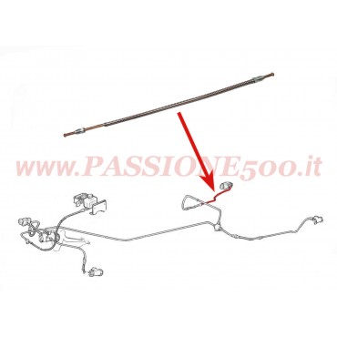 TUBO FRENO IN RAME / POSTERIORE DESTRO tra TUBO FLESSIBILE e CILINDRETTO / FIAT 500 F (da telaio 1799302) - L - R - GIARDINIERA (da telaio 299234)