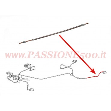 TUBO FRENO IN RAME / POSTERIORE SINISTRO tra TUBO FLESSIBILE e CILINDRETTO / FIAT 500 N - D - F (fino a telaio 1799301) - GIARDINIERA (fino a telaio 299233)