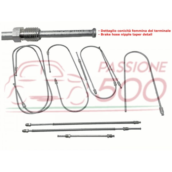 COMPLETE KIT OF BRAKE METAL PIPE FIAT 500 D (until chassis 244292)