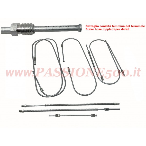 KIT COMPLETO TUBI FRENO IN METALLO FIAT 500 F fino a telaio 1.799.301 (anno 1968)