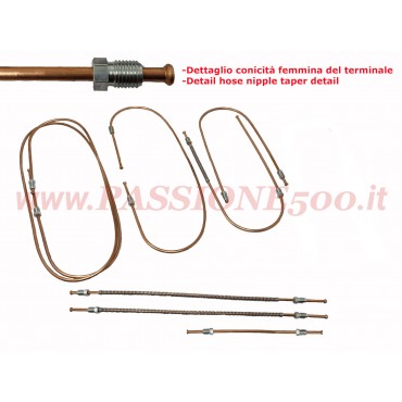 KIT COMPLETO TUBI FRENO IN RAME FIAT 500 GIARDINIERA base 120F (fino a telaio 299233)