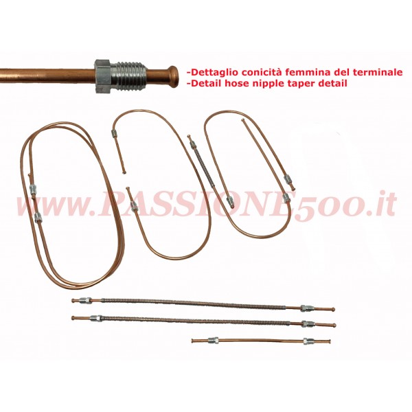 KIT COMPLETO TUBI FRENO IN RAME FIAT 500 F fino a telaio 1.799.301 (anno 1968)
