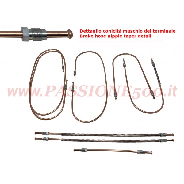 KIT COMPLETO TUBI FRENO IN RAME FIAT 500 F (da telaio 1.799.302) L R