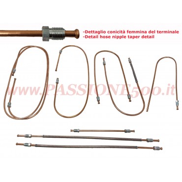 KIT COMPLETO TUBI FRENO IN RAME FIAT 500 D (fino telaio 244292)