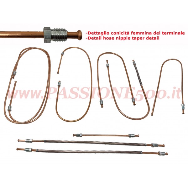 KIT COMPLETO TUBI FRENO IN RAME FIAT 500 GIARDINIERA base 120 (da telaio 032381 a 045345)