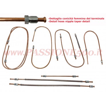 KIT COMPLETO TUBI FRENO IN RAME FIAT 500 GIARDINIERA base 120 (fino a telaio 032380)