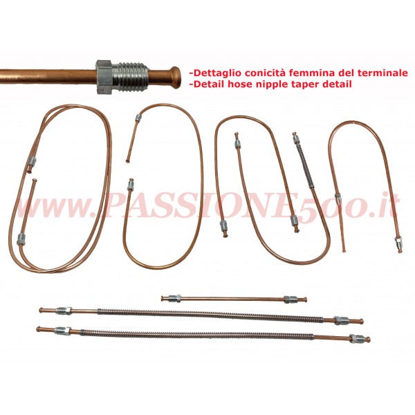 KIT COMPLETO TUBI FRENO IN RAME FIAT 500 GIARDINIERA base 120 (fino a telaio 032380)
