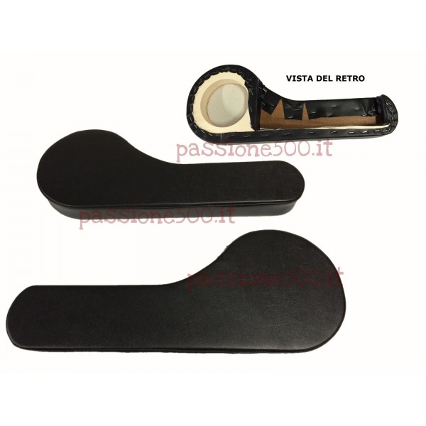 PAIR OF DOOR POCKETS IN BLACK LEATHER WITH STEREO SPEAKER PREDISPOSITION FIAT 500 F R 