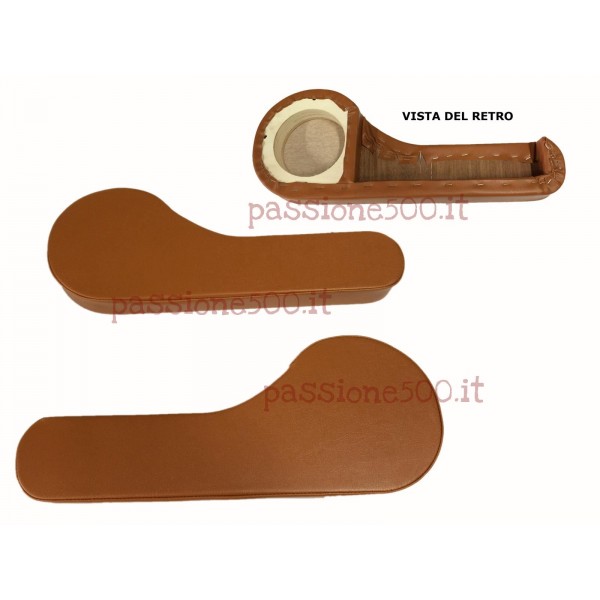PAIR OF DOOR POCKETS IN OCHER LEATHER WITH STEREO SPEAKER PREDISPOSITION FIAT 500 F R