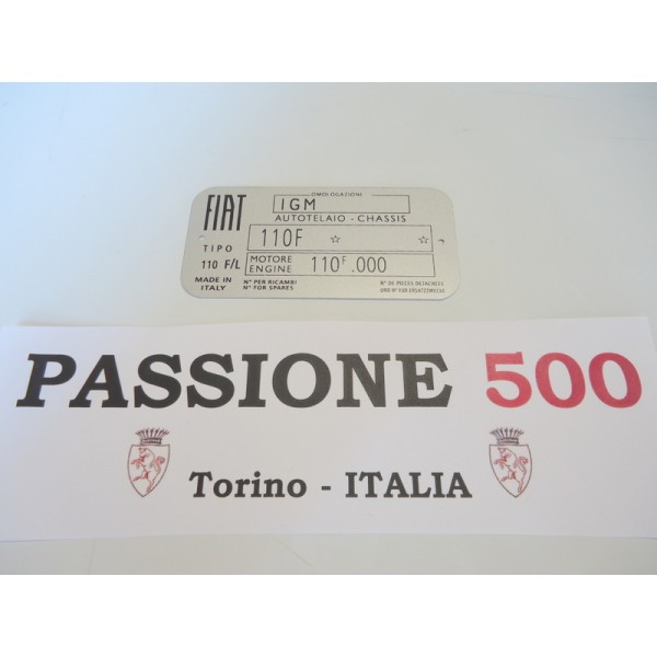 CAR IDENTIFICATION PLATE FOR FIAT 500 L