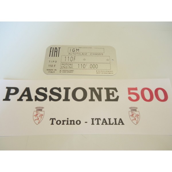 CAR IDENTIFICATION PLATE FOR FIAT 500 F 
