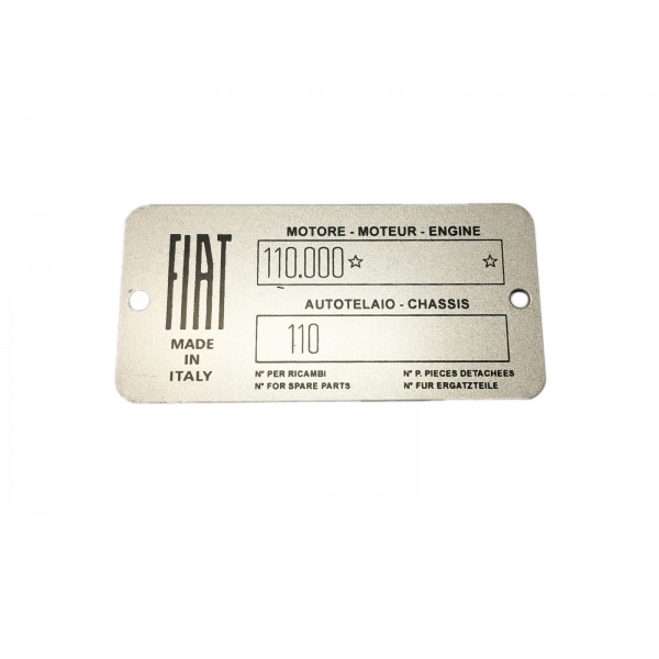 CAR IDENTIFICATION PLATE FOR FIAT 500 N