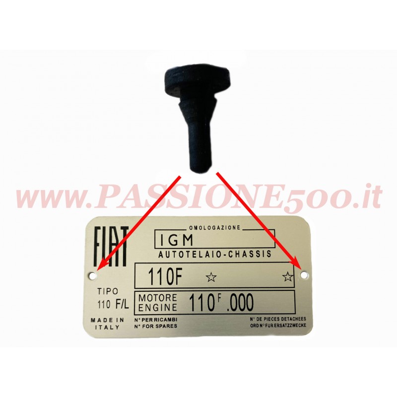 PIN FOR CAR IDENTIFICATION PLATE FIXING FIAT 500 