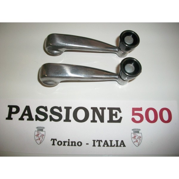 COUPLE OF ALUMINIUM WINDOW HANDLES FOR FIAT 500 N D GIARD - AUTOBIANCHI BIANCHINA