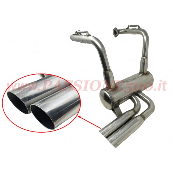 STAINLESS STEEL SPORT MUFFLER WITH 2 TIP FIAT 500 F L