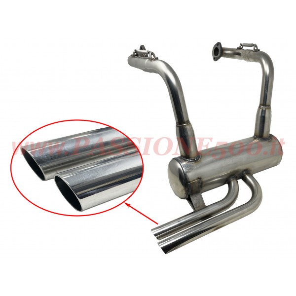 STAINLESS STEEL SPORT MUFFLER WITH 2 TIP TYPE "RECORD MONZA" FIAT 500 R - 126